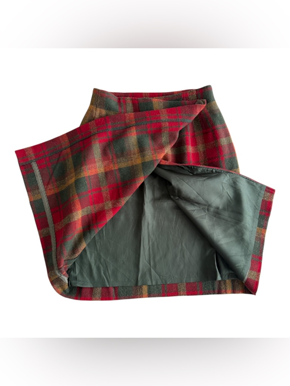 Vintage 80s Pendleton Size 8 Knockabout 100% Wool Red Green Plaid Wrap Skirt USA - Picture 5 of 9